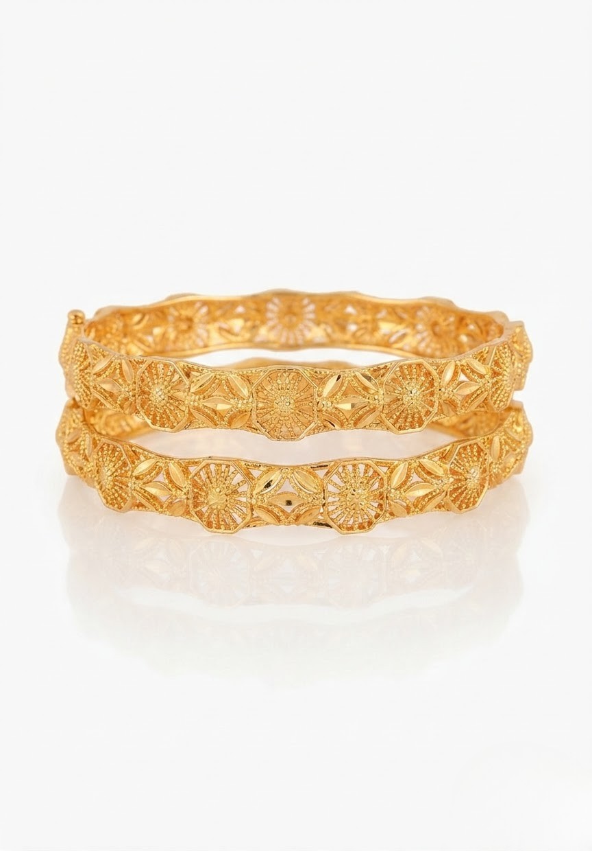 Pair of artificial Gold-plated Bangles Design 2