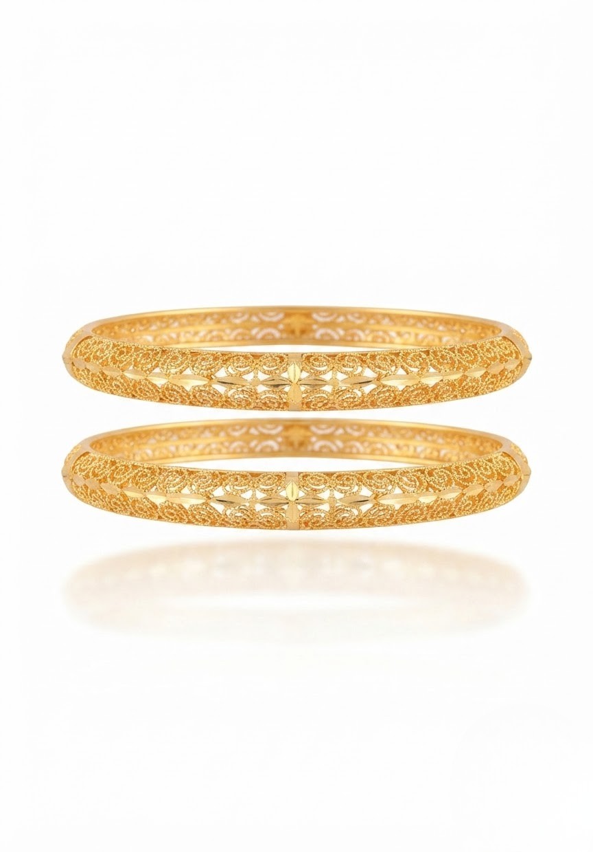 Pair of Artificial Gold-plated Bangles Design 3
