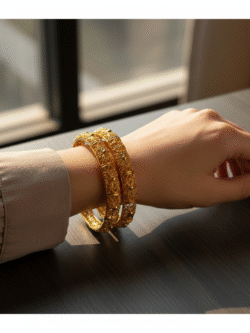 Pair of Artificial Gold-plated Bangles Design 4