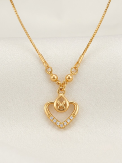 Gold-Plated Interlocking Teardrop Heart Pendant Necklace with Crystal Detail