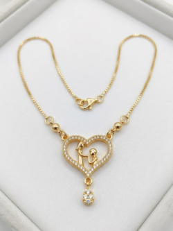 Sentimental Gold-Plated, Heart Necklace with Crystal Drop