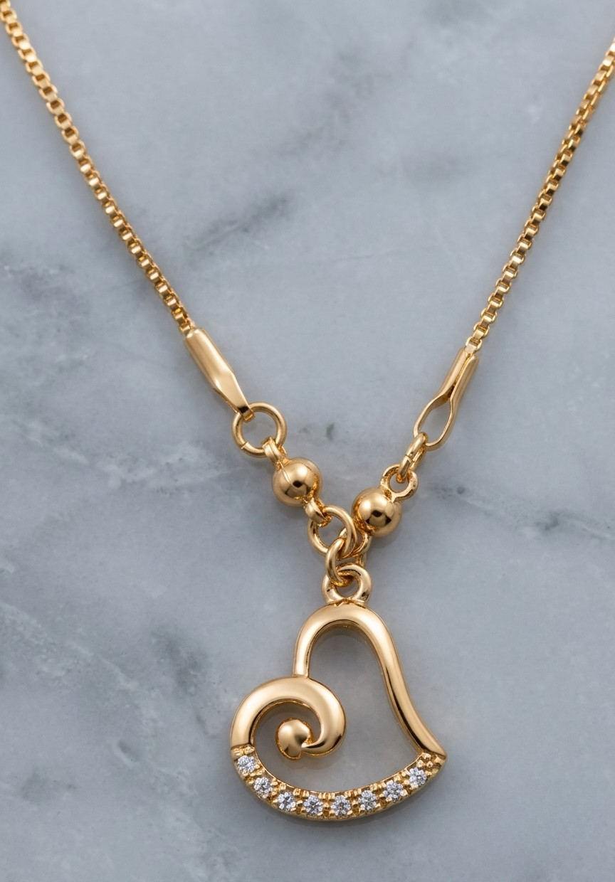 Swirl Heart Crystal Accent Necklace