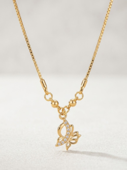 Rose Gold Butterfly Pendant Necklace