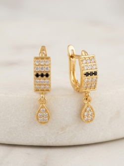 Drop Earrings with Micro-Pave Teardrop