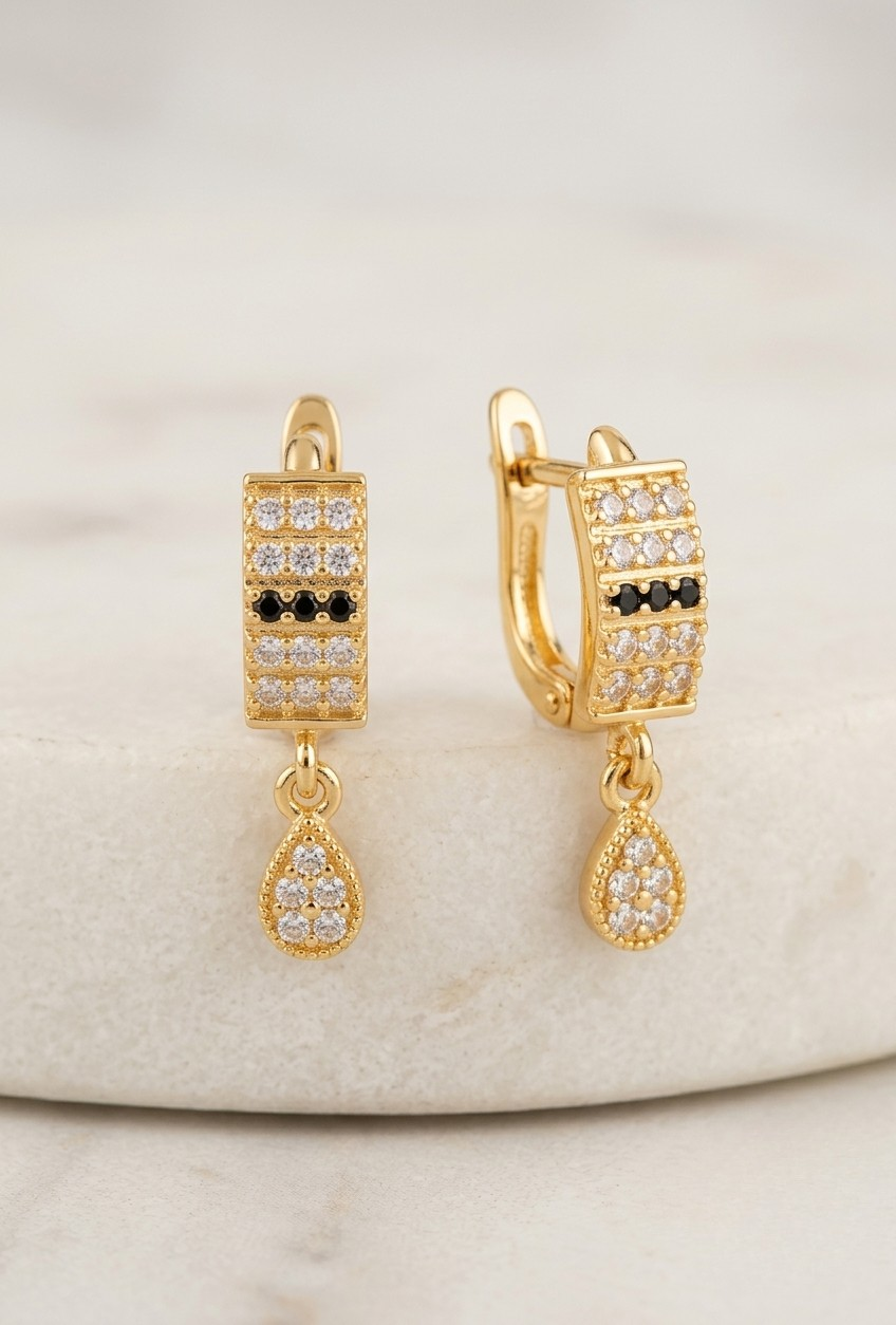 Drop Earrings with Micro-Pave Teardrop