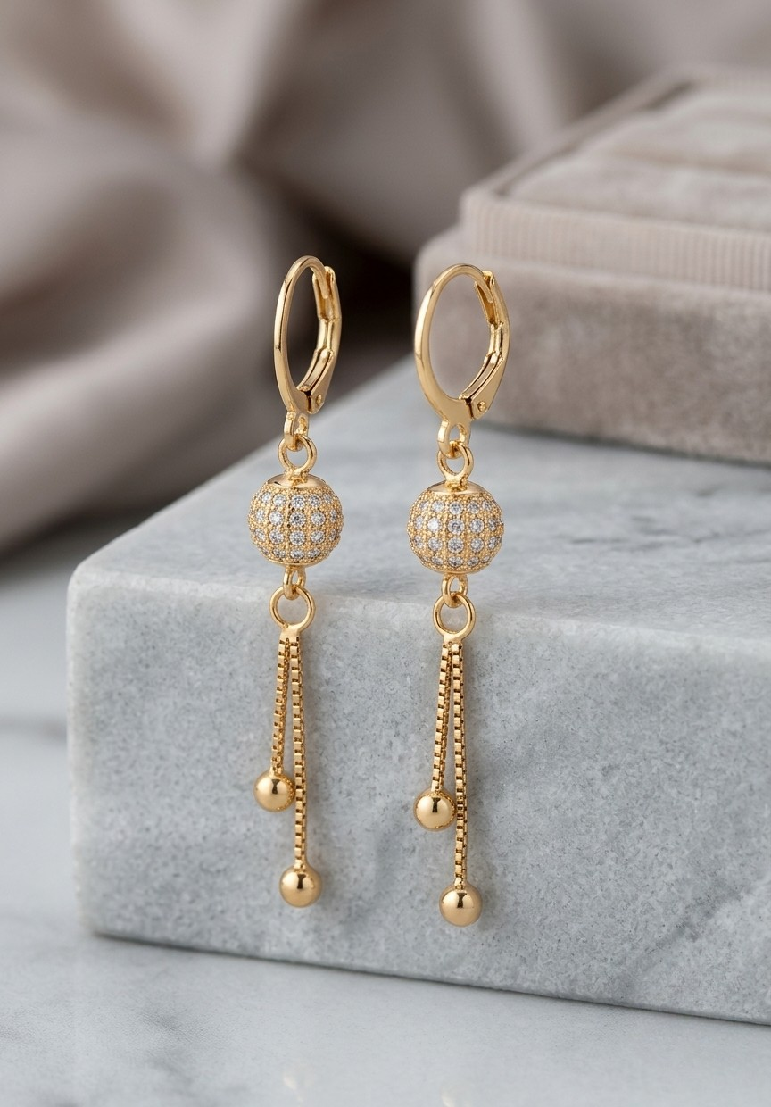 Sparkle Drop Chain Earrings