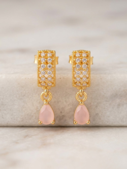 Multi-Color Stone Drop Huggie Earrings Set