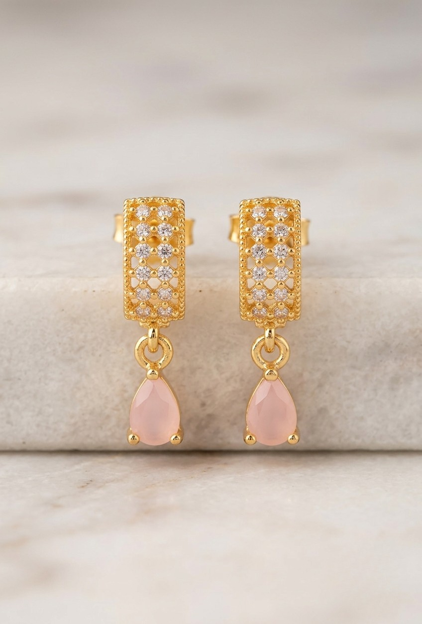 Multi-Color Stone Drop Huggie Earrings Set