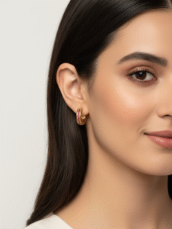 Chic Gold-Plated Huggie Hoop Earring Set with Varying Sizes and Stone Colors