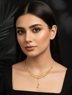 Golden Crystal Drop Fringe Necklace