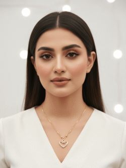 Gold-Plated Interlocking Teardrop Heart Pendant Necklace with Crystal Detail