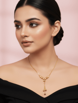 Sleek Gold Tone Lariat Drop Necklace