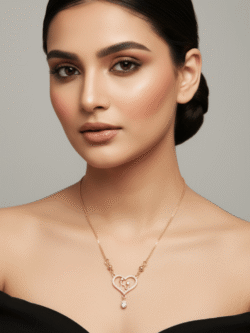 Sentimental Gold-Plated, Heart Necklace with Crystal Drop