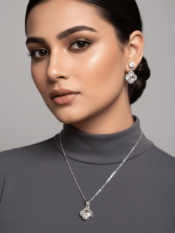 Elegant Four-Leaf Clover Necklace and Earring Gift Set