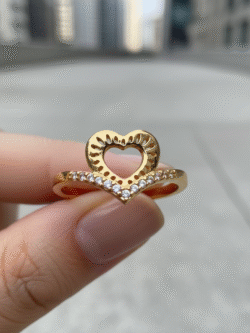 Heart Shape Gold Color Ring (Adjustable size)