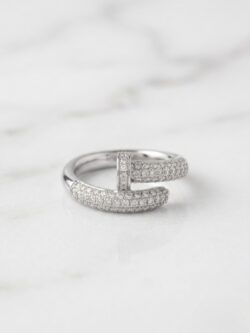 Pave Diamond Nail Wrap Ring in White / Silver