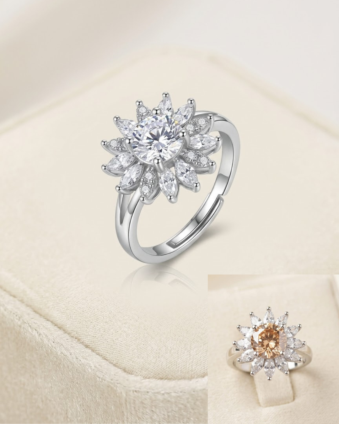 Vibrant Gemstone Flower Ring Collection - Multi-Colors