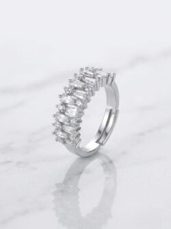 Luxury Two-Row Baguette & Round Diamond Statement Ring