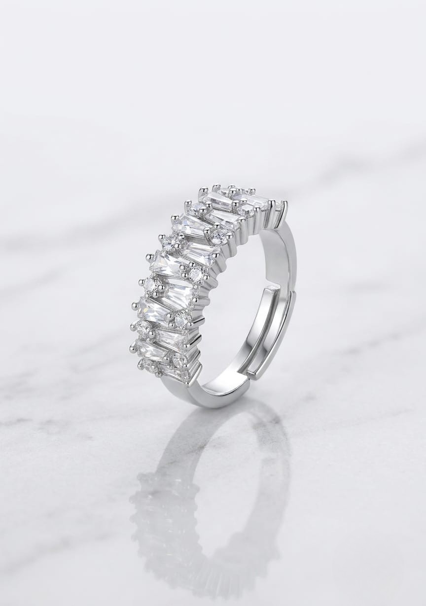 Luxury Two-Row Baguette & Round Diamond Statement Ring