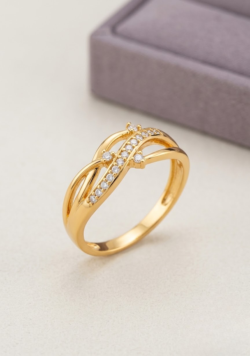 Modern Gold-Tone Intertwined Adjustable Ring