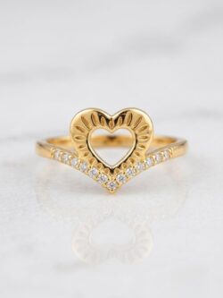 Heart Shape Gold Color Ring (Adjustable size)