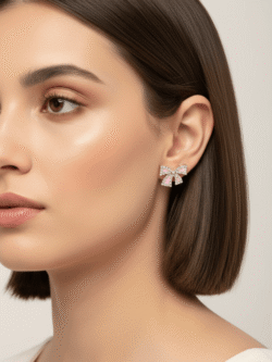 Sparkling Rhinestone Pave Bow Tie Stud Earrings