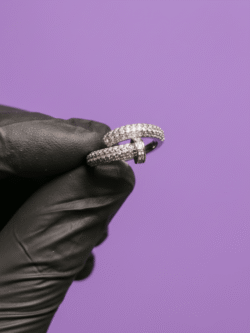 Pave Diamond Nail Wrap Ring in White / Silver