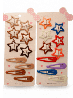 Star & Teardrop Matte Snap Clip Set – Colorful 10-Piece Hair Accessory Kit