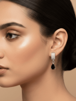 Elegant Black Onyx Pear-Drop Earrings