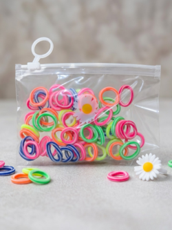 50-Piece Elastic Bands in Neon, Neutral, & Classic Black