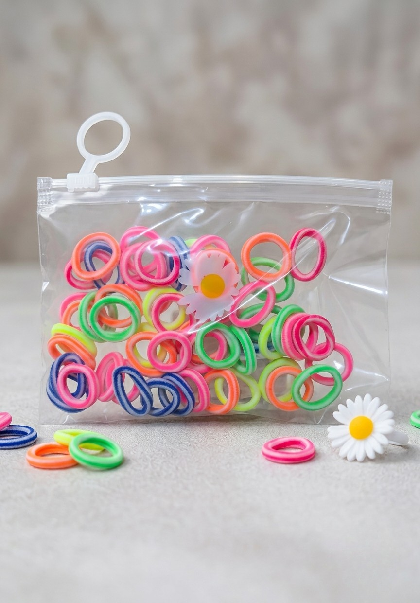 50-Piece Elastic Bands in Neon, Neutral, & Classic Black