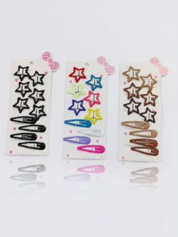 Star & Teardrop Matte Snap Clip Set – Colorful 10-Piece Hair Accessory Kit