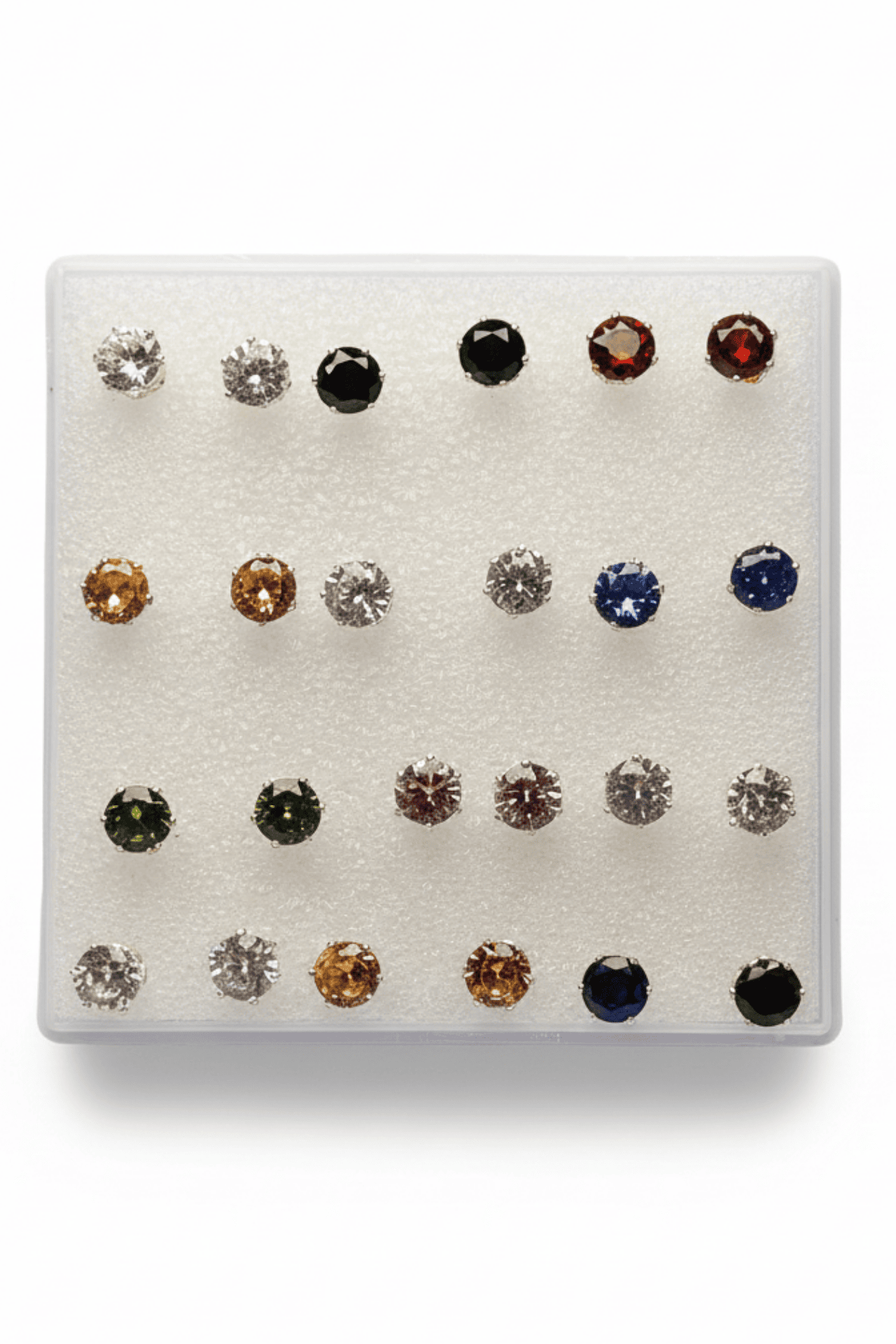 Multicolor Solitaire Crystal Ear Tops Set - Image 2