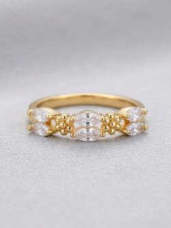 Elegant Marquise-Cut Crystal Gold-Tone Band with Beaded Details