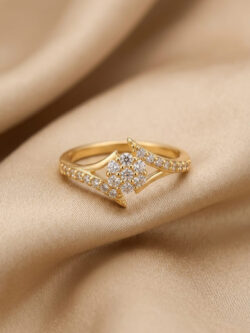 Radiant Gold-Tone Cluster Ring with Diamond-Style Accents