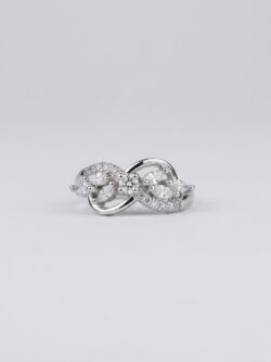 Elegant Infinity-Style Silver-Tone Ring with Marquise and Round Crystals