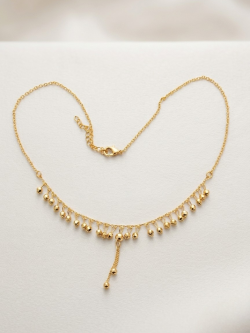 Golden Crystal Drop Fringe Necklace