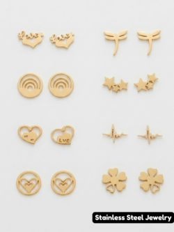 Gold-Tone Trendy Stainless Steel Stud Earring Assorted