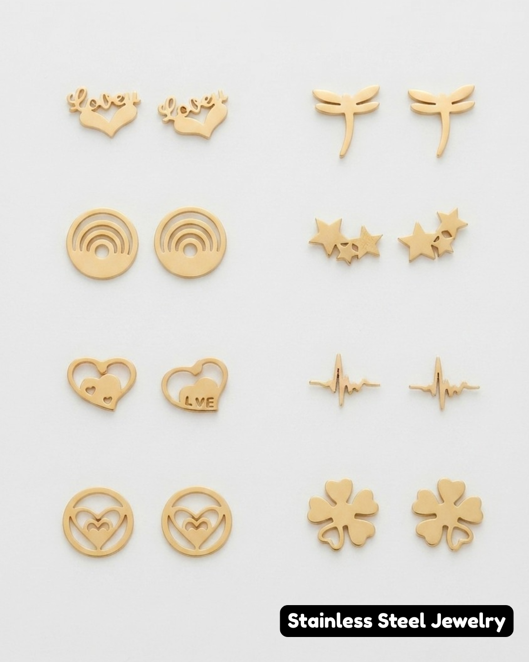 Gold-Tone Trendy Stainless Steel Stud Earring Assorted