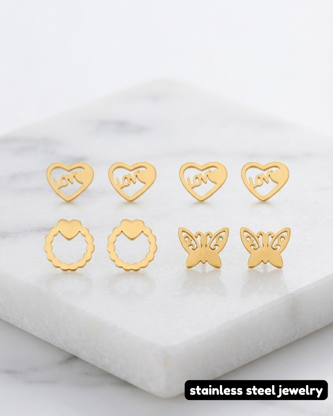 Gold-Tone Trendy Stainless Steel Stud Earring Assorted - Image 2